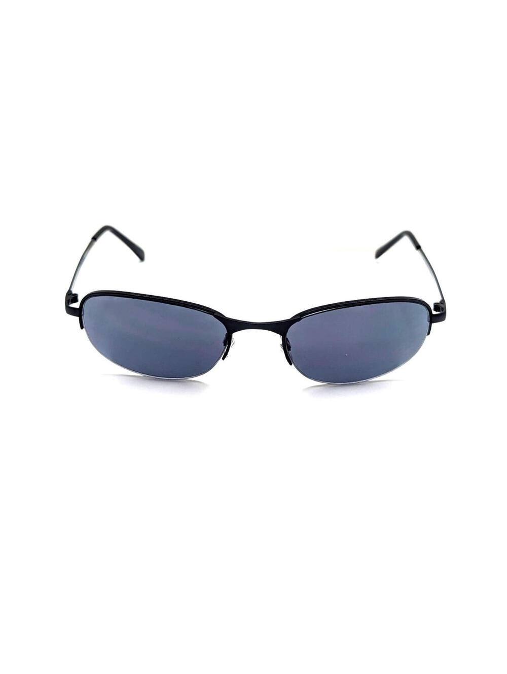 031568589 Dark Gray Lens Black Half Rimless Oval Frame Unisex Sunglasses